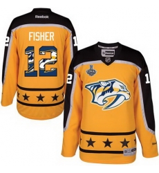 Predators #12 Mike Fisher Yellow 2017 Stanley Cup Team Logo Fashion Stitched NHL Jersey Predators #12 Mike Fisher Yellow 2017 Stanley Cup Team Logo Fashion Stitched NHL Jersey