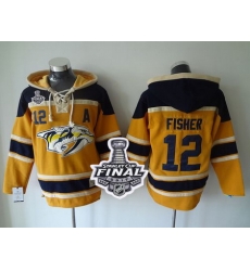 Predators #12 Mike Fisher Yellow Sawyer Hooded Sweatshirt 2017 Stanley Cup Final Patch Stitched NHL Jersey Predators #12 Mike Fisher Yellow Sawyer Hooded Sweatshirt 2017 Stanley Cup Final Patch Stitched NHL Jersey