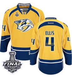 Predators #4 Ryan Ellis Yellow Home 2017 Stanley Cup Final Patch Stitched NHL Jersey Predators #4 Ryan Ellis Yellow Home 2017 Stanley Cup Final Patch Stitched NHL Jersey
