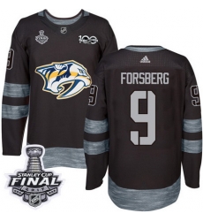 Predators #9 Filip Forsberg Black 1917 2017 100th Anniversary Stanley Cup Final Patch Stitched NHL Jersey Predators #9 Filip Forsberg Black 1917 2017 100th Anniversary Stanley Cup Final Patch Stitched NHL Jersey