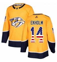 Youth Adidas Nashville Predators 14 Mattias Ekholm Authentic Gold USA Flag Fashion NHL Jersey Youth Adidas Nashville Predators 14 Mattias Ekholm Authentic Gold USA Flag Fashion NHL Jersey