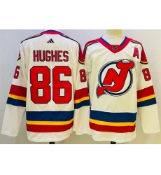 Men New Jersey Devils 86 Jack Hughes White 2022 23 Reverse Retro Stitched Jersey Men New Jersey Devils 86 Jack Hughes White 2022 23 Reverse Retro Stitched Jersey