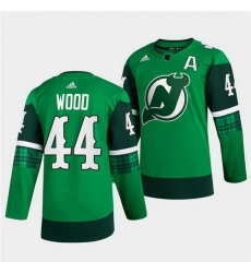Men New jerseyy Devils 44 Miles Wood Green Warm Up St Patricks Day Stitched jersey Men New jerseyy Devils 44 Miles Wood Green Warm Up St Patricks Day Stitched jersey