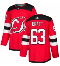 Mens Adidas New Jersey Devils 63 Jesper Bratt Authentic Red Home NHL Jersey Mens Adidas New Jersey Devils 63 Jesper Bratt Authentic Red Home NHL Jersey