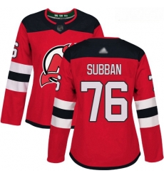 Devils #76 P K Subban Red Home Authentic Women Stitched Hockey Jersey Devils #76 P K Subban Red Home Authentic Women Stitched Hockey Jersey