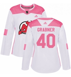 Womens Adidas New Jersey Devils 40 Michael Grabner Authentic White Pink Fashion NHL Jersey Womens Adidas New Jersey Devils 40 Michael Grabner Authentic White Pink Fashion NHL Jersey