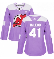 Womens Adidas New Jersey Devils 41 Michael McLeod Authentic Purple Fights Cancer Practice NHL Jersey Womens Adidas New Jersey Devils 41 Michael McLeod Authentic Purple Fights Cancer Practice NHL Jersey