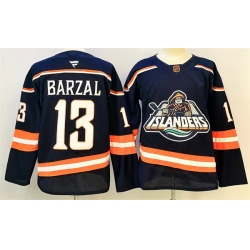 Men New York Islanders 13 Mathew Barzal Navy 2024 25 Stitched Hockey Jersey