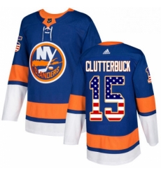 Mens Adidas New York Islanders 15 Cal Clutterbuck Authentic Royal Blue USA Flag Fashion NHL Jersey Mens Adidas New York Islanders 15 Cal Clutterbuck Authentic Royal Blue USA Flag Fashion NHL Jersey