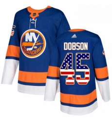 Mens Adidas New York Islanders 45 Noah Dobson Authentic Royal Blue USA Flag Fashion NHL Jersey Mens Adidas New York Islanders 45 Noah Dobson Authentic Royal Blue USA Flag Fashion NHL Jersey