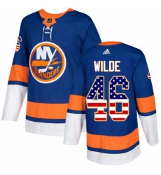 Mens Adidas New York Islanders 46 Bode Wilde Authentic Royal Blue USA Flag Fashion NHL Jersey Mens Adidas New York Islanders 46 Bode Wilde Authentic Royal Blue USA Flag Fashion NHL Jersey