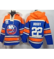 New York Islanders #22 Mike Bossy Blue Stitched NHL Sawyer Hooded Sweatshirt New York Islanders #22 Mike Bossy Blue Stitched NHL Sawyer Hooded Sweatshirt