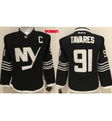 Islanders #91 John Tavares Black Alternate Womens Stitched NHL Jersey Islanders #91 John Tavares Black Alternate Womens Stitched NHL Jersey