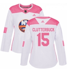 Womens Adidas New York Islanders 15 Cal Clutterbuck Authentic WhitePink Fashion NHL Jersey Womens Adidas New York Islanders 15 Cal Clutterbuck Authentic WhitePink Fashion NHL Jersey
