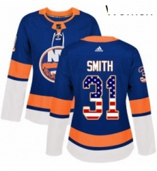 Womens Adidas New York Islanders 31 Billy Smith Authentic Royal Blue USA Flag Fashion NHL Jersey Womens Adidas New York Islanders 31 Billy Smith Authentic Royal Blue USA Flag Fashion NHL Jersey