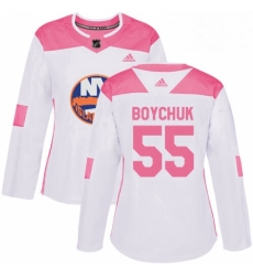 Womens Adidas New York Islanders 55 Johnny Boychuk Authentic WhitePink Fashion NHL Jersey Womens Adidas New York Islanders 55 Johnny Boychuk Authentic WhitePink Fashion NHL Jersey