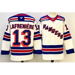 Men New York Rangers 13 Alexis Lafreniere White 2024 25 Away Stitched Hockey Jersey