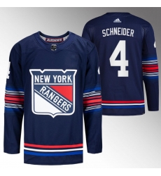 Men New York Rangers 4 Braden Schneider Navy Stitched Jersey Men New York Rangers 4 Braden Schneider Navy Stitched Jersey