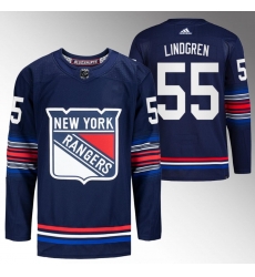 Men New York Rangers 55 Ryan Lindgren Navy Stitched Jersey Men New York Rangers 55 Ryan Lindgren Navy Stitched Jersey