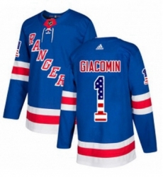 Mens Adidas New York Rangers 1 Eddie Giacomin Authentic Royal Blue USA Flag Fashion NHL Jersey Mens Adidas New York Rangers 1 Eddie Giacomin Authentic Royal Blue USA Flag Fashion NHL Jersey