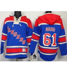 New York Rangers #61 Rick Nash Blue Lace-Up Jersey Hoodies New York Rangers #61 Rick Nash Blue Lace-Up Jersey Hoodies