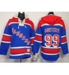New York Rangers 99 Wayne Gretzky Blue Lace-Up Jersey Hoodies New York Rangers 99 Wayne Gretzky Blue Lace-Up Jersey Hoodies