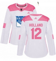 Womens Adidas New York Rangers 12 Peter Holland Authentic White Pink Fashion NHL Jersey Womens Adidas New York Rangers 12 Peter Holland Authentic White Pink Fashion NHL Jersey