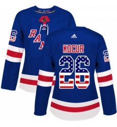Womens Adidas New York Rangers 26 Joe Kocur Authentic Royal Blue USA Flag Fashion NHL Jersey Womens Adidas New York Rangers 26 Joe Kocur Authentic Royal Blue USA Flag Fashion NHL Jersey