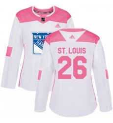 Womens Adidas New York Rangers 26 Martin St Louis Authentic WhitePink Fashion NHL Jersey Womens Adidas New York Rangers 26 Martin St Louis Authentic WhitePink Fashion NHL Jersey