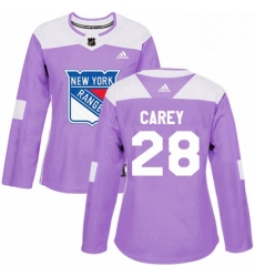Womens Adidas New York Rangers 28 Paul Carey Authentic Purple Fights Cancer Practice NHL Jersey Womens Adidas New York Rangers 28 Paul Carey Authentic Purple Fights Cancer Practice NHL Jersey