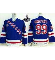 Kids New York Rangers #99 Wayne Gretzky Blue With 2014 Stanley Cup Finals Patch NHL Jerseys Kids New York Rangers #99 Wayne Gretzky Blue With 2014 Stanley Cup Finals Patch NHL Jerseys