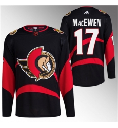 Men Ottawa Senators 17 Zack MacEwen Black Reverse Retro Stitched Jersey Men Ottawa Senators 17 Zack MacEwen Black Reverse Retro Stitched Jersey
