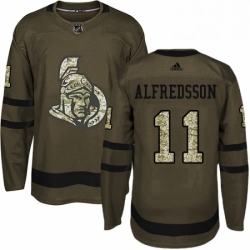 Mens Adidas Ottawa Senators 11 Daniel Alfredsson Premier Green Salute to Service NHL Jersey 