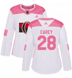 Womens Adidas Ottawa Senators 28 Paul Carey Authentic White Pink Fashion NHL Jersey Womens Adidas Ottawa Senators 28 Paul Carey Authentic White Pink Fashion NHL Jersey