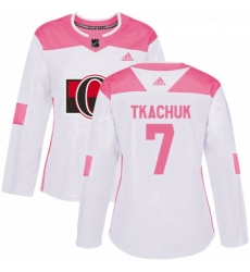 Womens Adidas Ottawa Senators 7 Brady Tkachuk Authentic White Pink Fashion NHL Jersey Womens Adidas Ottawa Senators 7 Brady Tkachuk Authentic White Pink Fashion NHL Jersey