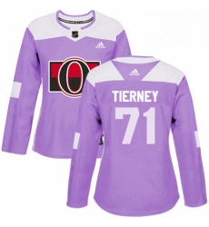 Womens Adidas Ottawa Senators 71 Chris Tierney Authentic Purple Fights Cancer Practice NHL Jersey 