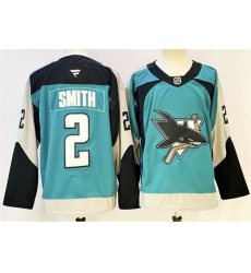 Men San Jose Sharks 2 Will Smith Teal 2025 Alternate Stitched Hockey Jersey