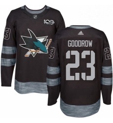Mens Adidas San Jose Sharks 23 Barclay Goodrow Premier Black 1917 2017 100th Anniversary NHL Jersey Mens Adidas San Jose Sharks 23 Barclay Goodrow Premier Black 1917 2017 100th Anniversary NHL Jersey
