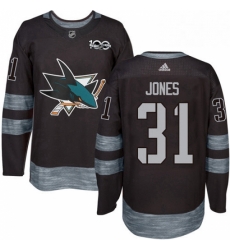 Mens Adidas San Jose Sharks 31 Martin Jones Premier Black 1917 2017 100th Anniversary NHL Jersey Mens Adidas San Jose Sharks 31 Martin Jones Premier Black 1917 2017 100th Anniversary NHL Jersey