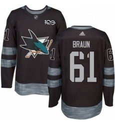 Mens Adidas San Jose Sharks 61 Justin Braun Authentic Black 1917 2017 100th Anniversary NHL Jersey Mens Adidas San Jose Sharks 61 Justin Braun Authentic Black 1917 2017 100th Anniversary NHL Jersey