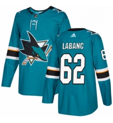 Mens Adidas San Jose Sharks 62 Kevin Labanc Premier Teal Green Home NHL Jersey Mens Adidas San Jose Sharks 62 Kevin Labanc Premier Teal Green Home NHL Jersey