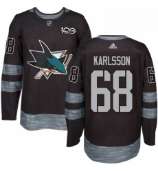 Mens Adidas San Jose Sharks 68 Melker Karlsson Authentic Black 1917 2017 100th Anniversary NHL Jersey Mens Adidas San Jose Sharks 68 Melker Karlsson Authentic Black 1917 2017 100th Anniversary NHL Jersey
