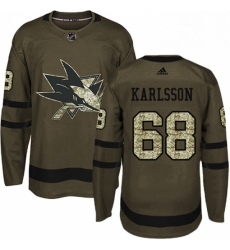 Mens Adidas San Jose Sharks 68 Melker Karlsson Authentic Green Salute to Service NHL Jersey Mens Adidas San Jose Sharks 68 Melker Karlsson Authentic Green Salute to Service NHL Jersey