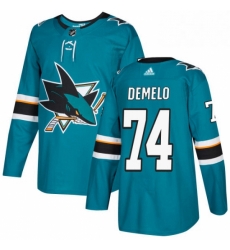 Mens Adidas San Jose Sharks 74 Dylan DeMelo Authentic Teal Green Home NHL Jersey Mens Adidas San Jose Sharks 74 Dylan DeMelo Authentic Teal Green Home NHL Jersey