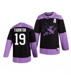 Sharks 19 Joe Thornton Black Purple Hockey Fights Cancer Adidas Jersey Sharks 19 Joe Thornton Black Purple Hockey Fights Cancer Adidas Jersey