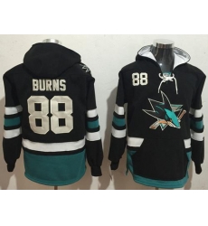 Sharks #88 Brent Burns Black Name & Number Pullover NHL Hoodie Sharks #88 Brent Burns Black Name & Number Pullover NHL Hoodie