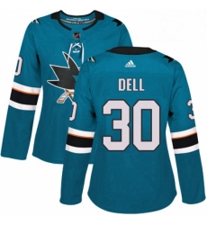 Womens Adidas San Jose Sharks 30 Aaron Dell Authentic Teal Green Home NHL Jersey Womens Adidas San Jose Sharks 30 Aaron Dell Authentic Teal Green Home NHL Jersey