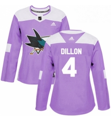 Womens Adidas San Jose Sharks 4 Brenden Dillon Authentic Purple Fights Cancer Practice NHL Jersey Womens Adidas San Jose Sharks 4 Brenden Dillon Authentic Purple Fights Cancer Practice NHL Jersey