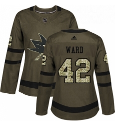 Womens Adidas San Jose Sharks 42 Joel Ward Authentic Green Salute to Service NHL Jersey Womens Adidas San Jose Sharks 42 Joel Ward Authentic Green Salute to Service NHL Jersey