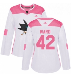 Womens Adidas San Jose Sharks 42 Joel Ward Authentic WhitePink Fashion NHL Jersey Womens Adidas San Jose Sharks 42 Joel Ward Authentic WhitePink Fashion NHL Jersey